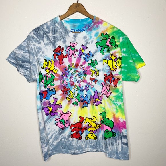 Liquid Blue Tops - Grateful Dead Tie Dye Spiral Bears Tee Shirt M